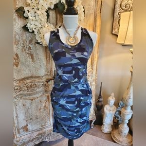 VENUS  Blue Camo Midi Dress 2X